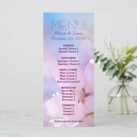 Menu mariage personnalisé (Debout devant)