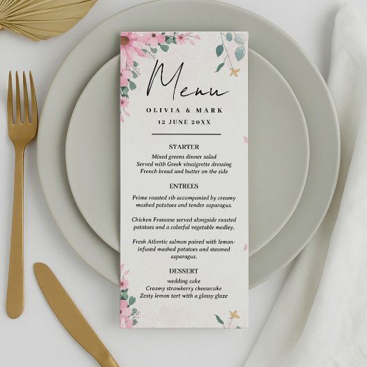 Menu Mariage personnalisé - Entrée, Entrée & Desse