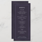 Menu Mariage personnalisé simple et élégant violet fonc (Devant / Derrière)