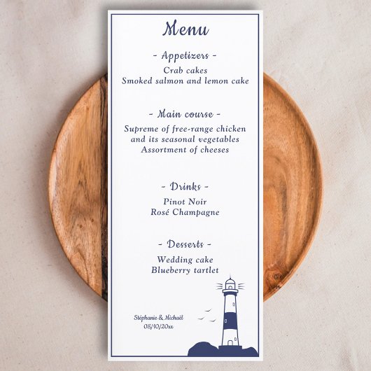 Menu Mariage phare