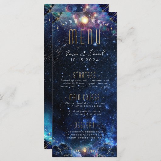 Menu Mariage Phase Lune céleste (Devant / Derrière)