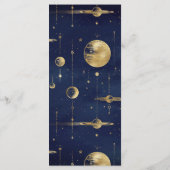 Menu Mariage Phases du croissant d'or bleu céleste (Dos)