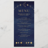 Menu Mariage Phases du croissant d'or bleu céleste (Devant)