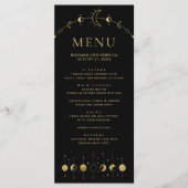 Menu Mariage Phases du croissant d'or noir céleste (Devant)