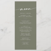 Menu Mariage photo Boho Chic Olive Green (Devant)