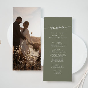 Menu Mariage photo Boho Chic Olive Green