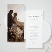 Menu Mariage photo Boho Chic Slate Blue