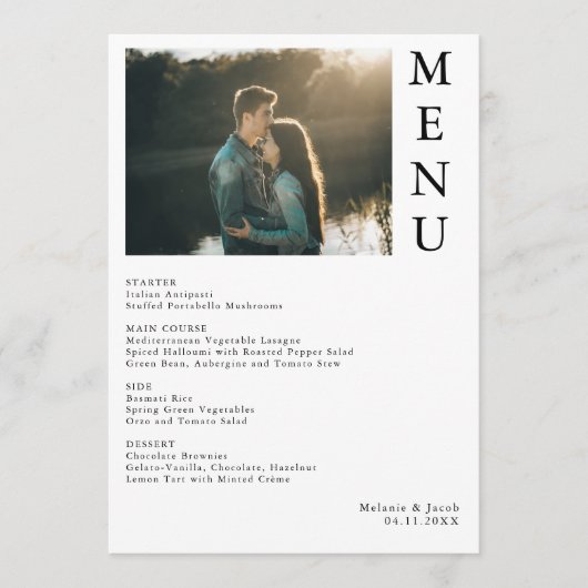 Menu Mariage photo Couple (Devant)