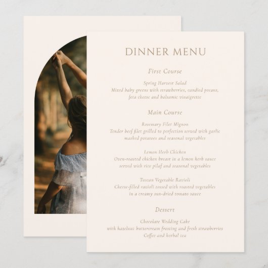 Menu Mariage photo d'arch minimaliste moderne (Devant / Derrière)