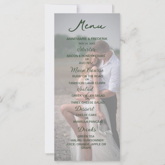 Menu Mariage photo élégant (Devant)