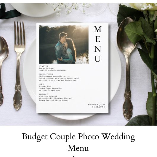 Menu Mariage photo en couple budget