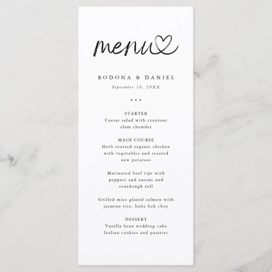 Menu Mariage photo minimaliste moderne (Devant)