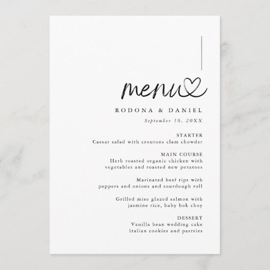 Menu Mariage photo minimaliste moderne (Devant)