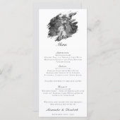 Menu Mariage photo moderne Brushstroke | BLANCHE (Devant / Derrière)