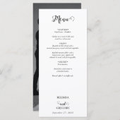 Menu Mariage photo moderne en noir et blanc (Devant / Derrière)