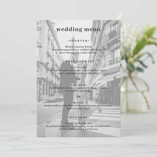 Menu Mariage photo moderne minimal (Debout devant)
