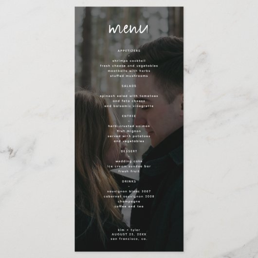 Menu Mariage photo moderne minimaliste (Devant)