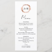 Menu Mariage photo Monogramme Rose Wreath Gold Foil (Devant)