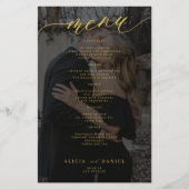 Menu mariage photo recouvert d'or noir budget (Devant)