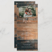 Menu Mariage photo rustique en bois (Devant / Derrière)
