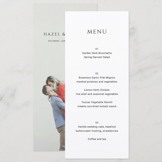 Menu Mariage Photo Simple Moderne (Devant / Derrière)