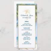 Menu Mariage photo Tropical Gold Palm Tree Beach (Devant / Derrière)