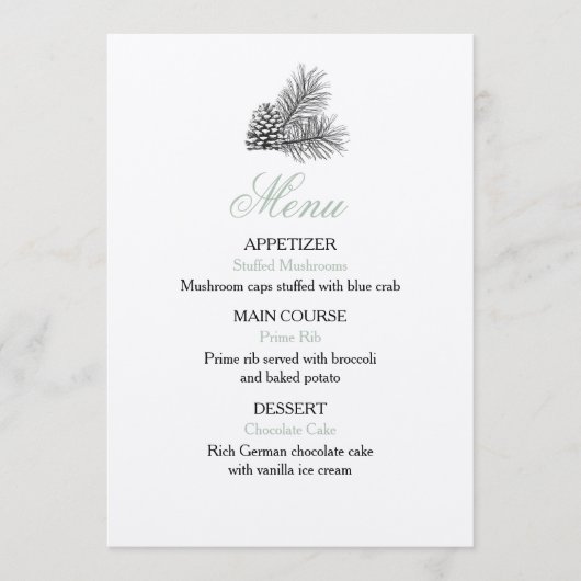 Menu Mariage Pine Tree - Rustique (Devant)