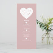 Menu Mariage Pink Minimal White Heart (Debout devant)