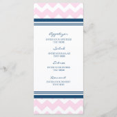 Menu mariage Pink Navy Bleu Blanc Chevron (Devant)