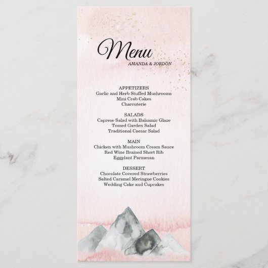 Menu Mariage Pink Sunrise Mountain (Devant)