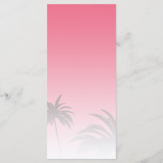 Menu Mariage Pink Tropical Palm Tree Beach (Dos)