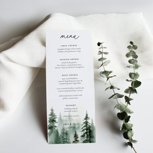Menu Mariage Pins de Forêt Sauvage