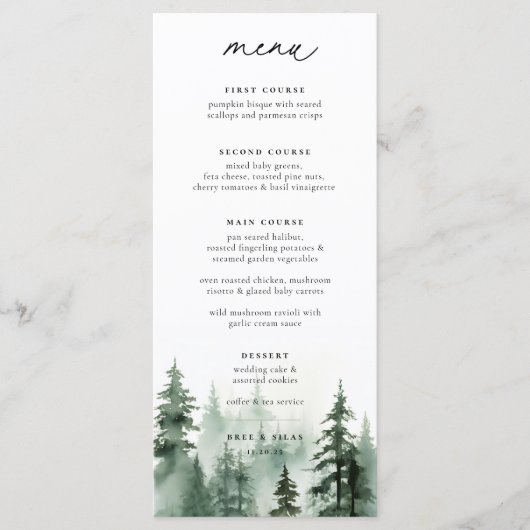 Menu Mariage Pins de Forêt Sauvage (Devant)