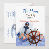 Menu Mariage plage nautique Customisé (Devant / Derrière)