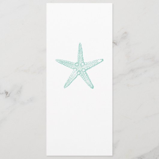 Menu Mariage plage Turquoise Bleu Starfish Moderne (Dos)