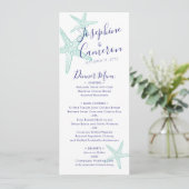 Menu Mariage plage Turquoise Bleu Starfish Moderne (Debout devant)