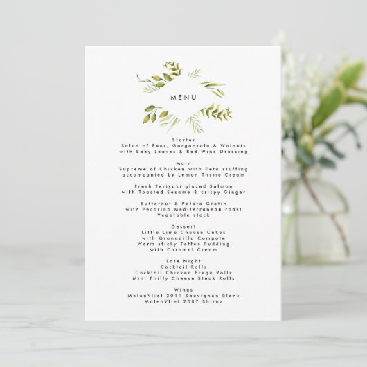Menu Mariage Plante verdoyant (Debout devant)