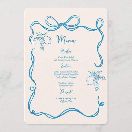 Menu Mariage plat au citron italien à main (Devant)