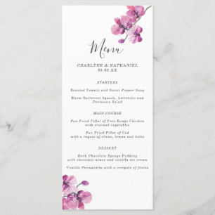 Menu Mariage Plum Watercolor Orchid