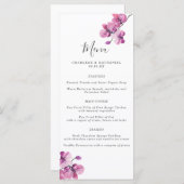 Menu Mariage Plum Watercolor Orchid (Devant / Derrière)