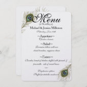 Menu Mariage Plumes Peacock (Devant / Derrière)
