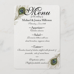 Menu Mariage Plumes Peacock