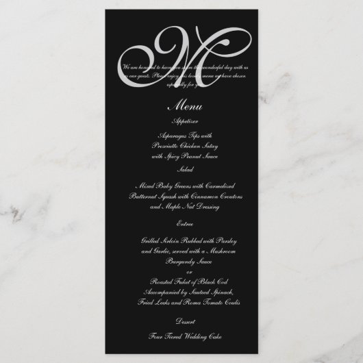 Menu Mariage Pois Monogram Argent (Devant)