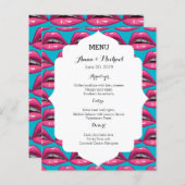 Menu mariage Pop Art Rose Lips Maquillage (Devant / Derrière)
