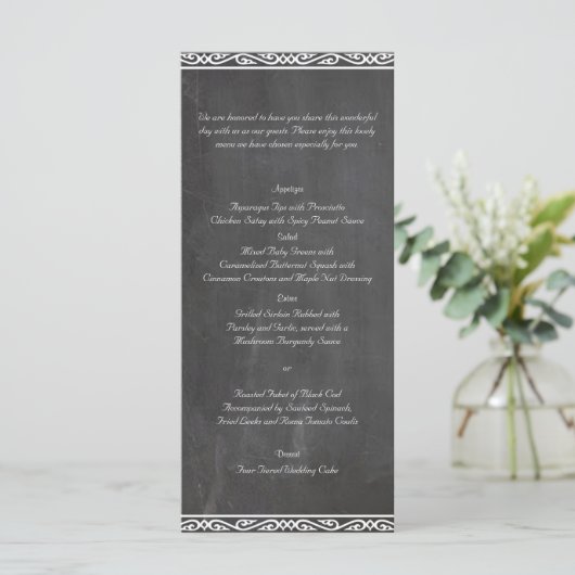 Menu Mariage Posh Chalkboard (Debout devant)