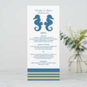 Menu Mariage pour hippocampe bleu Gold (Debout devant)