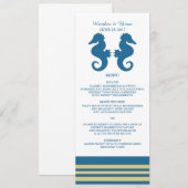 Menu Mariage pour hippocampe bleu Gold (Devant / Derrière)