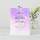Menu Mariage pourpre aquarelle. lavande romantique (Debout devant)