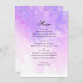 Menu Mariage pourpre aquarelle. lavande romantique (Devant / Derrière)