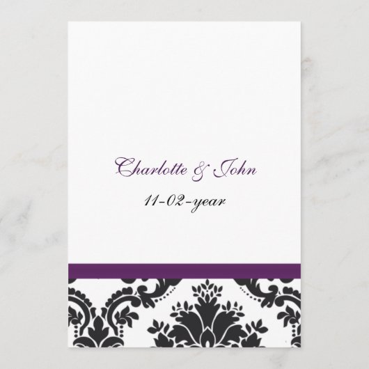 menu mariage pourpre damassé (Dos)